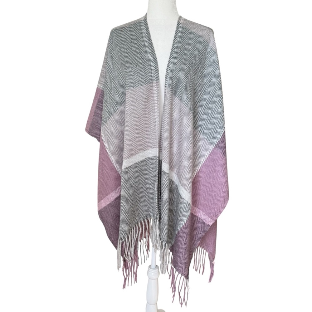 NWT Woolrich Reagan Gray/Light Purple Ultra Soft & Cozy Shawl Wrap One Size